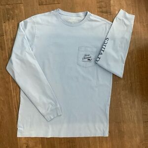 Vineyard Vines Men's Sky Blue Christmas Long Sleeve Tee, M